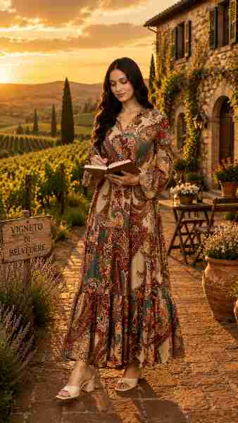  Elegant V Neck Casual Western Dresses | Women's Printed Maxi Dress